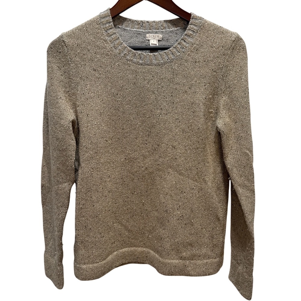 J.Crew Donegal Metallic Lambswool Blend Crewneck‎ Sweater Beige Gold Small